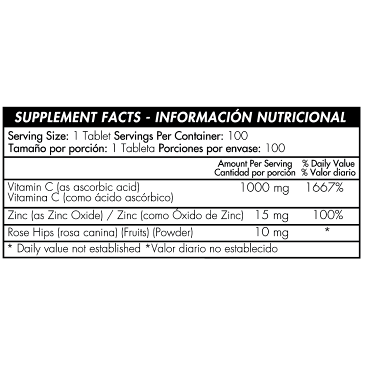 Vitamina C + Zinc Tabletas Healthy America