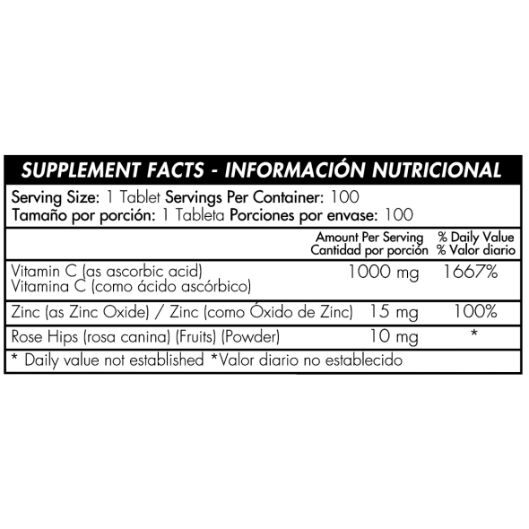 Vitamina C + Zinc Tabletas Healthy America