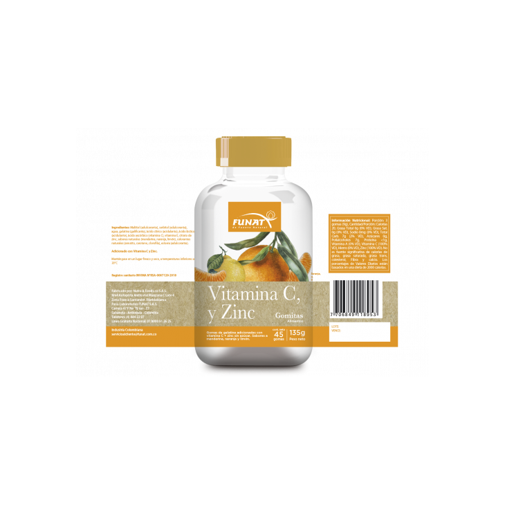 Vitamina C + Zinc Gomas Funat