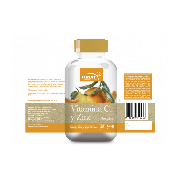Vitamina C + Zinc Gomas Funat