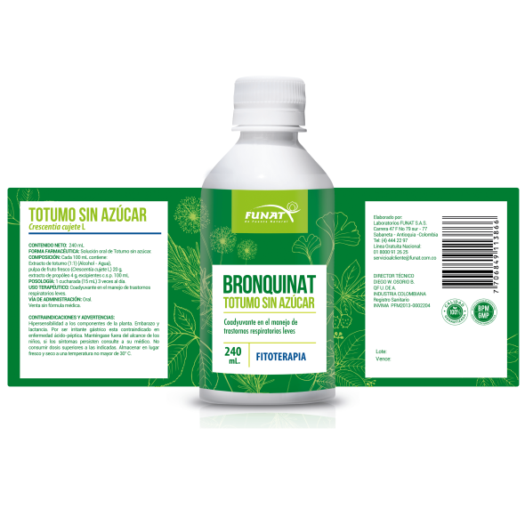 Bronquinat (Jarabe de Totumo) Sin Azúcar Funat