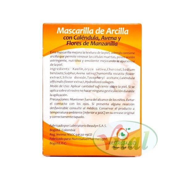 Mascarilla de Arcilla con Caléndula, Avena y Flores de Manzanilla Nutresalud